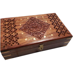 Wholesale Handcrafted Sheesham Wooden Jewelry <b>Box</b> Vintage <b>Floral</b> Carved <b>Storage</b> Organizer Case With Secure For Rings Earrings - Product Image 1