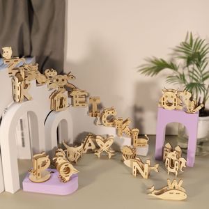 Set di Puzzle 3D in Legno Fai-da-Te, 26 Lettere Animali A-Z, Kit Modelli Artigianali, Regalo di Natale Unico - Product Image 1