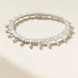 Pulsera de Oro Blanco Sólido de 18K con Diamantes en Forma de Marquesa, Pulsera de Diseño Premium con Racimo de Diamantes en Oro Blanco de 18K - Product Image 1