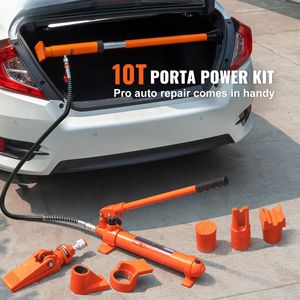Kit Porta Power da 10 Tonnellate, Martinetto Idraulico Portatile con Tubo Olio da 1,4 m, Attrezzatura per Riparazione Carrozzeria Auto, Valigetta di Stoccaggio Inclusa - Product Image 2