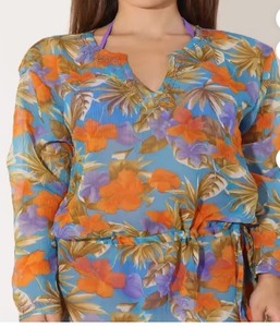 Robe kaftan à imprimé floral pour femmes, robe de plage légère, respirante, à séchage rapide, mini-robe d'été - Product Image 2
