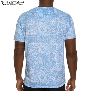 เสื้อยืดลำลองฤดูร้อน เนื้อผ้านุ่ม ระบายอากาศได้ดี สำหรับใส่ทุกวัน ปรับแต่งได้ ลายกระเบื้องสีฟ้าอ่อน พิมพ์ลายแบบ Sublimation สำหรับผู้ชาย - Product Image 4