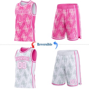 Conjunto de Uniforme de Baloncesto Reversible Rosa y Blanco, Nombre del Equipo Sublimado, Malla 00, Uniforme para Adultos Unisex, Ropa Deportiva Transpirable - Product Image 1