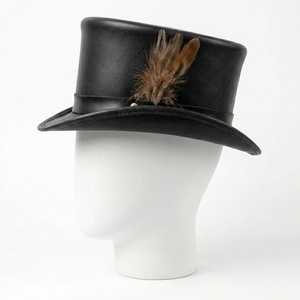 Leather Top <b>Hat</b> with Feather Accent Unisex Casual <b>Party</b> <b>Hat</b> 56-58CM Adult Size Four Seasons - Product Image 2