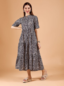 Vestido Midi Elegante y Formal para Mujer, Cuello Redondo, Estampado Floral, Chifón, Encaje Negro Sexy, Manga Corta, Ecológico, para Cóctel, Fiesta de Cumpleaños - Product Image 4