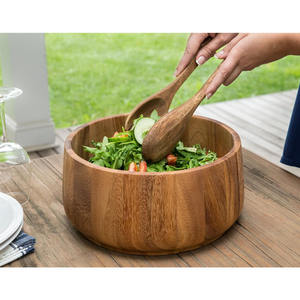Cuenco grande de madera de acacia duradero para ensalada, cuenco de madera para servir alimentos, cuenco para servir frutas, lo mejor para hoteles, restaurantes, suministros de catering - Product Image 4
