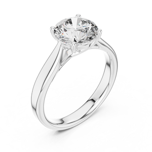 Bague solitaire tendance en or blanc 18 carats avec diamant taille ronde |   Bijoux fins de fiançailles et de mariage haut de gamme - Product Image 1