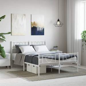 Base de Cama Doble de Acero Blanco, Rectangular, Metálica - Product Image 1