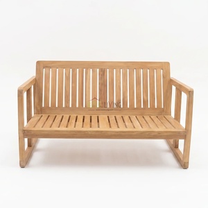 Sofá de Jardín de Madera de Teca Minimalista Contemporáneo Felcia, Muebles de Exterior de Dos Plazas, Duraderos para Uso en Comedores y Hoteles - Product Image 1