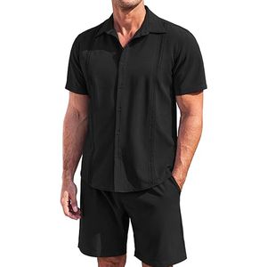 Ensembles de shorts décontractés à carreaux pour hommes, imprimés sur mesure, de haute qualité, respirants, en polyester/coton, vente en gros - Product Image 2