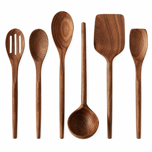 Juego exclusivo de cucharas de cocina de madera, utensilios de cocina antiadherentes ecológicos, cuchara para sopa, cuchara ranurada, espátula de madera para cocinar - Product Image 1