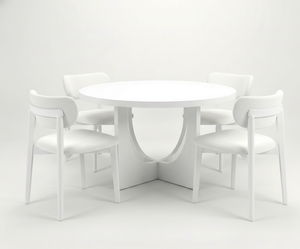 Table basse moderne avec 4 chaises, design décoratif, garantie 1 an, bois d'hévéa, ensemble de salle à manger compact 4 places - Product Image 1