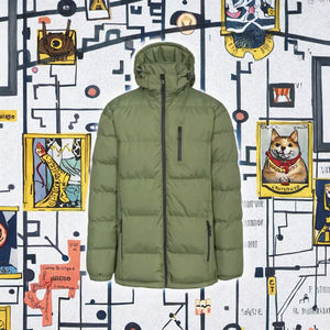 Veste QFZ659 grande taille à revers large, style safari, décontractée, tissée, col montant, fermeture éclair sur le devant, imperméable, enduite, à capuche, pour l'hiver - Product Image 3