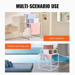 ราวแขวนผ้าขนหนูแบบตั้งพื้นสำหรับกลางแจ้ง PVC ยี่ห้อ Next พร้อมราวแขวนผ้า 8 ชั้น สำหรับใช้ในร่ม ราวตากผ้าห่ม ราวแขวนอ่างน้ำร้อน ราวตากผ้าแบบตั้งพื้นยอดนิยม - Product Image 6