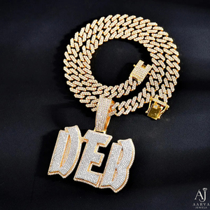 Colgante de Moissanita con Letra/Número y Perla de Agua Dulce, Chapado en Oro de 18K sobre Plata 925, con Engaste de Garra, Inicial Brillante, Regalo Estilo Hiphop - Product Image 5