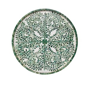 Bandeja de Servicio Redonda con Incrustaciones de Hueso, Diseño Exclusivo, para Decoración de Mesa en Bodas y Fiestas, Bandeja para Catering - Product Image 6