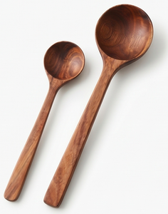 Juego de 2 cucharas de bambú con un diseño elegante y acabado natural, perfectas para la cocina del hogar y eventos de boda. - Product Image 1