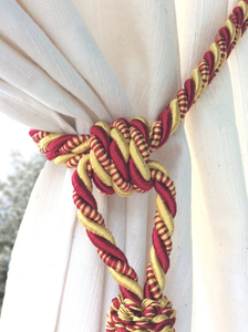 Luxury Drapery Window Treatments Elegant Handmade Red Gold <b>Tie</b> <b>Back</b> Big Mix Tassel Fringe Top Quality Tassels - Product Image 3