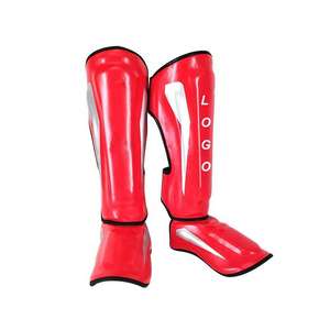Protège-tibias de boxe Muay Thai MMA en cuir PU pour adultes avec logo personnalisé, taille plus, couleur personnalisée, protection complète pour le kick-boxing - Product Image 2