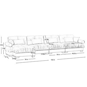 Divano Moderno a L in Velluto, Convertibile, Profondo, 4 Posti, Modulare, Comodo, Imbottito, Angolare per Soggiorno - Product Image 4