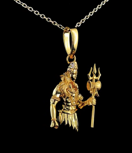 Pendentif Divin Mahadev Shiva avec Trishul et Damru en finition or de qualité supérieure – Bijoux spirituels hindous raffinés - Product Image 4