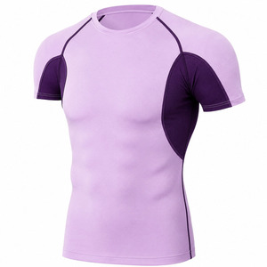 2026 Latest Compression Shirt Eco Friendly Mens Gym Fitness Spandex/Nylon UPF50+ Short Sleeve Quick Dry Breathable <b>Athletic</b> - Product Image 5
