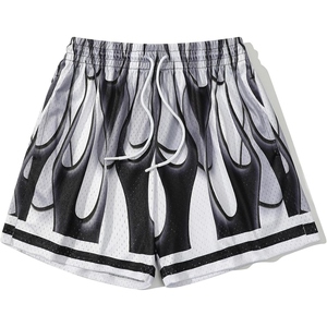 Shorts en mesh pour homme, design flamme, tissu à séchage rapide, streetwear décontracté, entraînement en salle de sport, course à pied, plage - Product Image 2