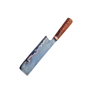 Couteau de chef en acier Damas cuivré avec manche en bois, couteau à découper à lame droite pour la cuisine - Product Image 6