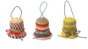 Decoración Navideña Artesanal de Jacinto de Agua, Adorno de Campana Tejido Natural Multicolor con Lazo y Asa, Directo de Fábrica - Product Image 4