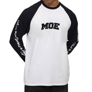 T-shirt homme à manches longues contrastées en jersey de coton avec logo brodé, style streetwear, manches graphiques, fournisseur OEM - Product Image 1