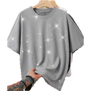 Camisetas para hombre personalizadas con pedrería, estilo vintage, lavado ácido, cuello redondo, algodón grueso, estampado DTG, corte holgado, camiseta gráfica OEM - Product Image 1