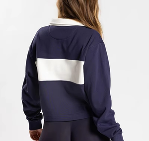 <b>Women's</b> Color Block <b>Long</b> <b>Sleeve</b> <b>Polo</b> Shirt Cropped Collared Top Purple <b>polo</b> shirt for <b>women</b> Short <b>sleeve</b> collared tops - Product Image 5