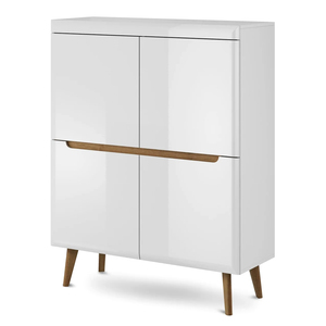 Buffet moderne en bois massif de style nordique Newry avec 2 portes, style scandinave du milieu du siècle, pieds coniques, armoire de rangement pour salon - Product Image 2