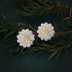 Flower Shape <b>Silver</b> Plated Minimalist <b>Stud</b> Earrings Classic Unisex Engagement & Anniversary Everyday Wear Jewelry - Product Image 3