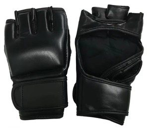 Gants de MMA en cuir PU noir de qualité supérieure, mitaines de grappling, sangle de poignet réglable, respirants, légers, arts martiaux professionnels - Product Image 1