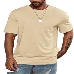 Camiseta de Algodón Casual para Hombre de Alta Calidad, de Verano, de Manga Corta y Media Manga, Color Sólido, 100% Algodón, Larga - Product Image 3