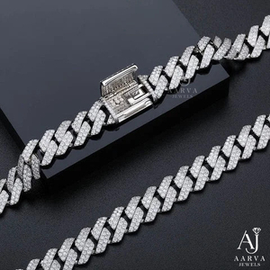 สร้อยคอทองคำขาวชุบทอง 14K ประดับเพชรโมอิสซาไนต์ทรงกลมเจียระไนแบบเหลี่ยม ดีไซน์วินเทจ เหมาะสำหรับงานแต่งงาน สำหรับผู้ชายและผู้หญิง - Product Image 3