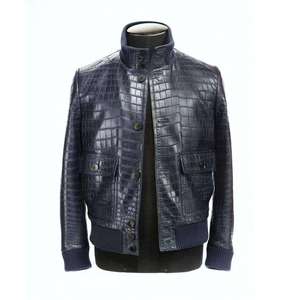 Chaqueta Bomber de Cuero Genuino Hecha a Mano de Alta Calidad para Hombre, Cuello Alto, Impermeable y Ecológica - Product Image 4