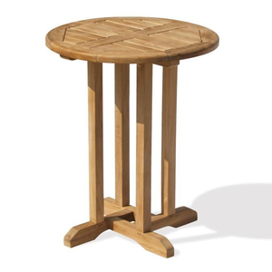 Table d'appoint ronde en teck pour l'extérieur, meubles de jardin en bois massif rustique, résistant aux intempéries - Product Image 1