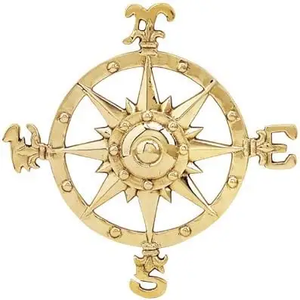 Petite rose à vent en laiton, plaque murale nautique, décoration murale maritime vintage, symbole de navigation fini antique, art pour la maison - Product Image 1