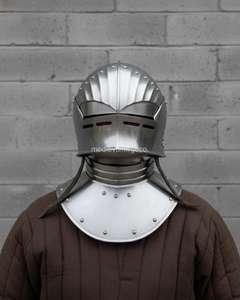 Casco de Caballero de Acero Inoxidable con Juego de Armadura de Gorgeta, Accesorio de Cosplay Ponible para Exhibición Coleccionable de Arte - Product Image 2