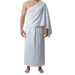 Vêtement traditionnel musulman pour homme, blanc, en coton, pour le Hajj, Ihram, longueur cheville, sans manches, modeste, uni, coupe ample, respirant - Product Image 5