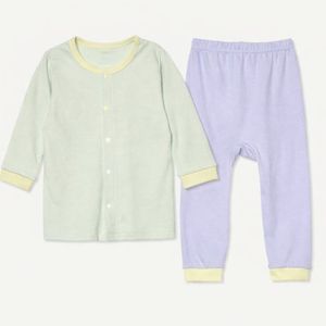Conjunto de Ropa Informal Unisex JALBEBE con Botones, Manga Larga, Tejido Acanalado Suave, 100% Algodón, Top y Pantalones para Bebés, Dos Piezas, para Todas las Temporadas - Product Image 3