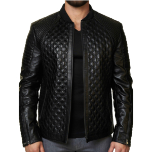 Chaqueta de Cuero PU Negra para Hombre, Cuello Alto, Cierre de Cremallera, Impermeable, Estilo Motero, Corte Ajustado, Largo Regular, Personalizable - Product Image 4
