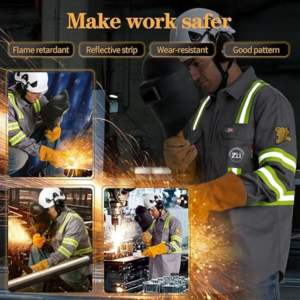 Camisa ZUNEZI FR con Botones, Resistente al Fuego, Manga Larga, de Algodón, Reflectante, de Alta Visibilidad, con Paquete de Respirador - Product Image 3