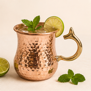 Pure Copper Hammered Moscow Mule Mug with Unique Whale Tail Brass Handle Premium Cocktail <b>Cup</b> for <b>Cold</b> Beverages & Barware - Product Image 6