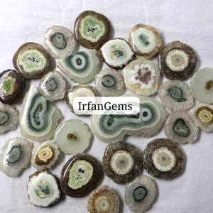 Tranche de quartz solaire naturel, coupe ovale, 20-40 mm, cirée/encollée, pierre précieuse en vrac pour la fabrication de bijoux, cadeau du Rajasthan, quartz solaire - Product Image 1