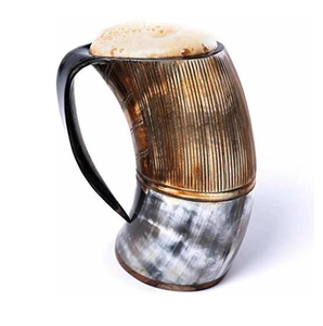 Mug classique artisanal en corne naturelle |   Chope à bière écologique de 7 pouces - Product Image 4