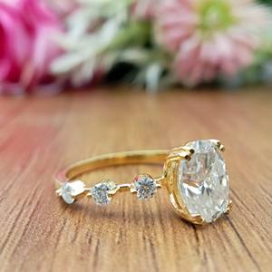 Anillo de Compromiso y Boda con Diamante Solitario de Corte Ovalado, Color D, Oro Rosa, Cultivado en Laboratorio, Certificado IGI - Product Image 4