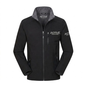 Veste softshell pour homme, fermeture éclair, randonnée en plein air, coupe-vent, respirante, à capuche, matelassée, polyester, impression brodée - Product Image 1